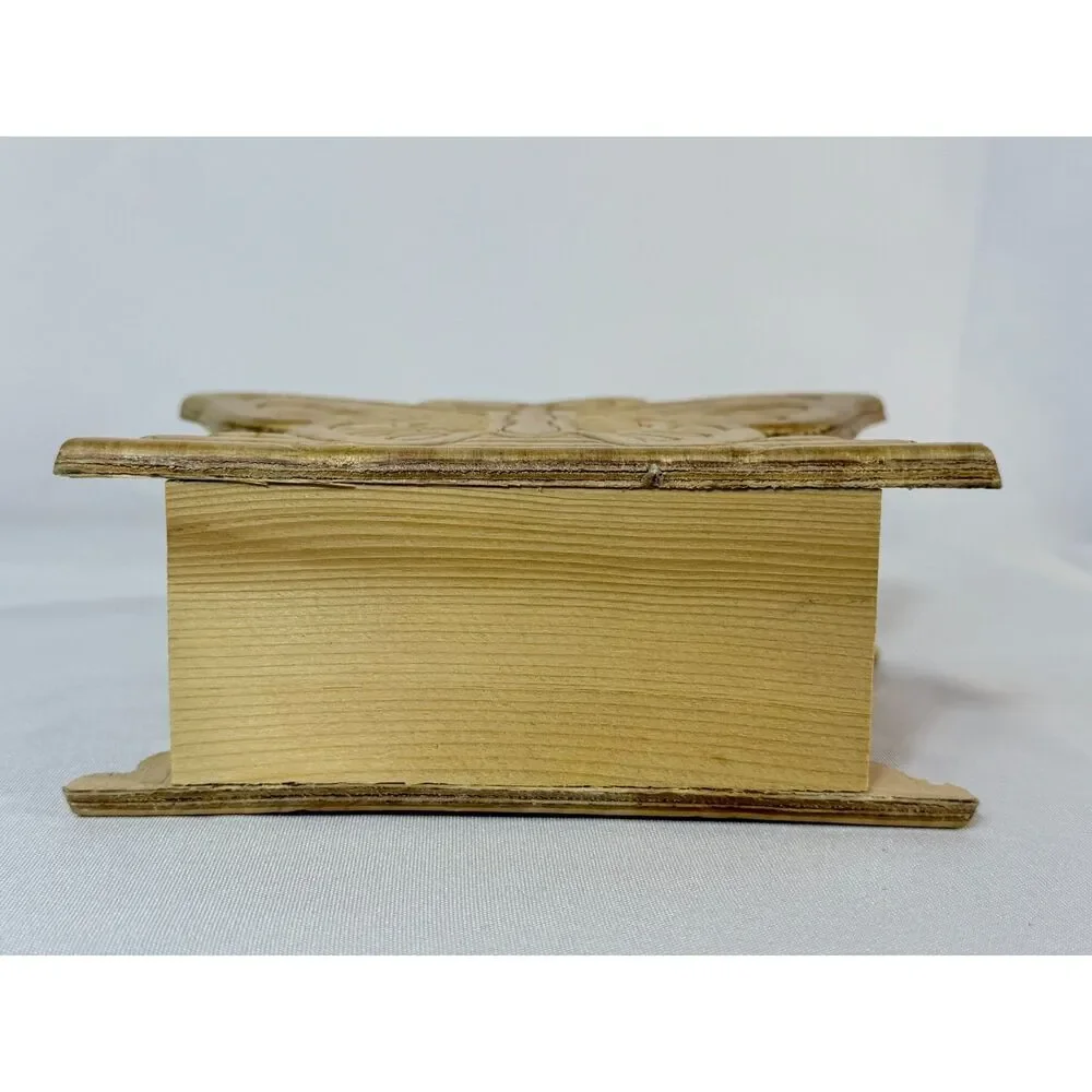 VTG Carved Wood Butterfly Napkin Letter Holder Table Stop Unfinished Paintable
